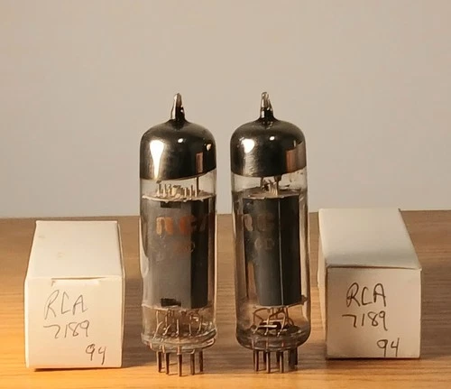 Vintage Tested Strong Matched Pr. RCA 7189 Amplifier Audio Vacuum Tubes