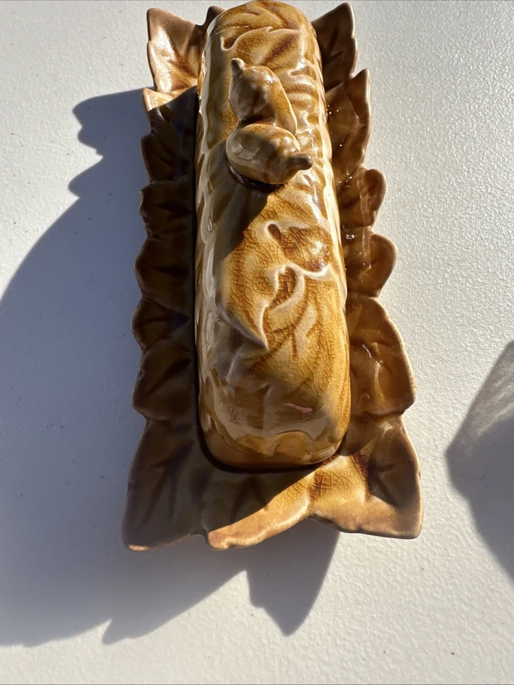 Plato de mantequilla Anthropologie hojas de bellota cerámica marrón - otoño/acción de gracias Foto 4 de 4