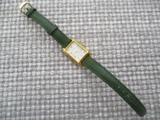 Ladies GENEVA 'Tank' Style Rectangular Wristwatch Water Resist - Leather Strap