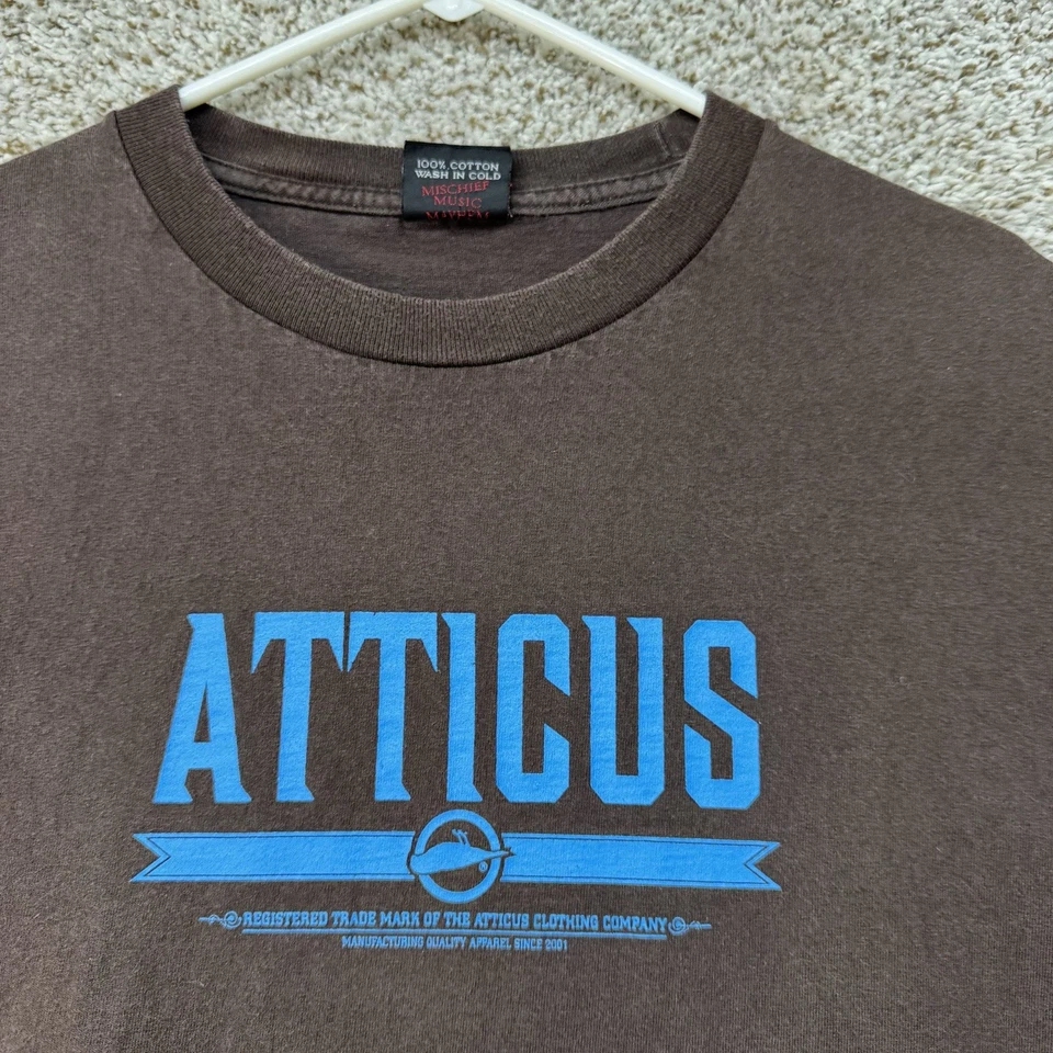 Camisa Atticus De Colección Para Hombre Extra Grande Marrón Manga Corta Cuervo Parpadeo 182 Adulto Foto 3 de 4