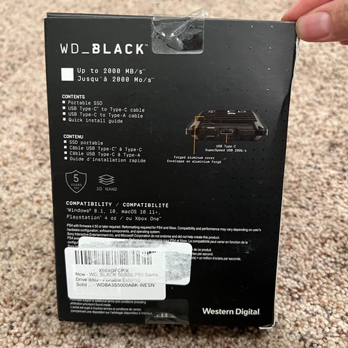 WD_BLACK 500GB P50 Game Drive SSD - Portable External Solid State Drive - Afbeelding 2 van 4