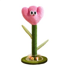 Tall Scratching Post with Hanging Ball for Indoor Kittens Adults Pink Flower
