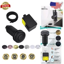 Garbage Disposal Air Switch Kit,  Listed Brass Button, Matte Black, 2.5 HP Ma...