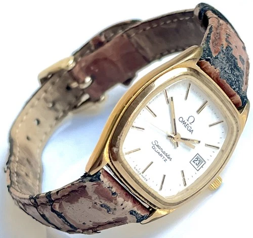 Omega Seamaster Quartz 1380 Wristwatch Swiss Made Gold Plated Vintage Rare