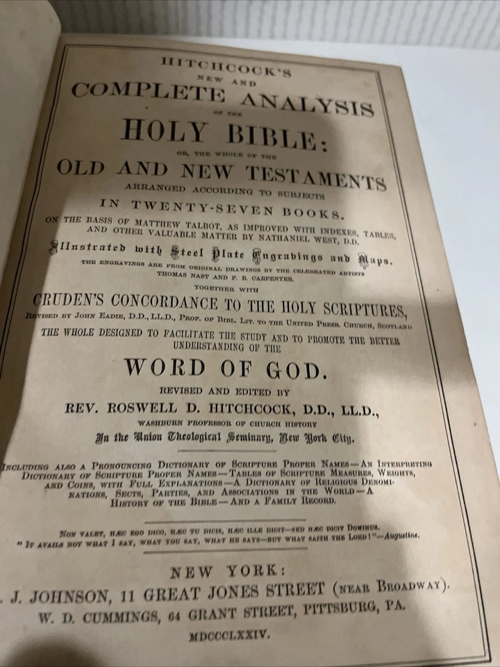 Hitchcock's New and Complete Analysis of the Holy Bible Leather Bound Gilt Edged - Image 2 of 2