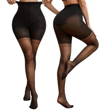 Women's Sexy Semiemi-Sheer Tights Control Top High Waist Pantyhose High Stretch
