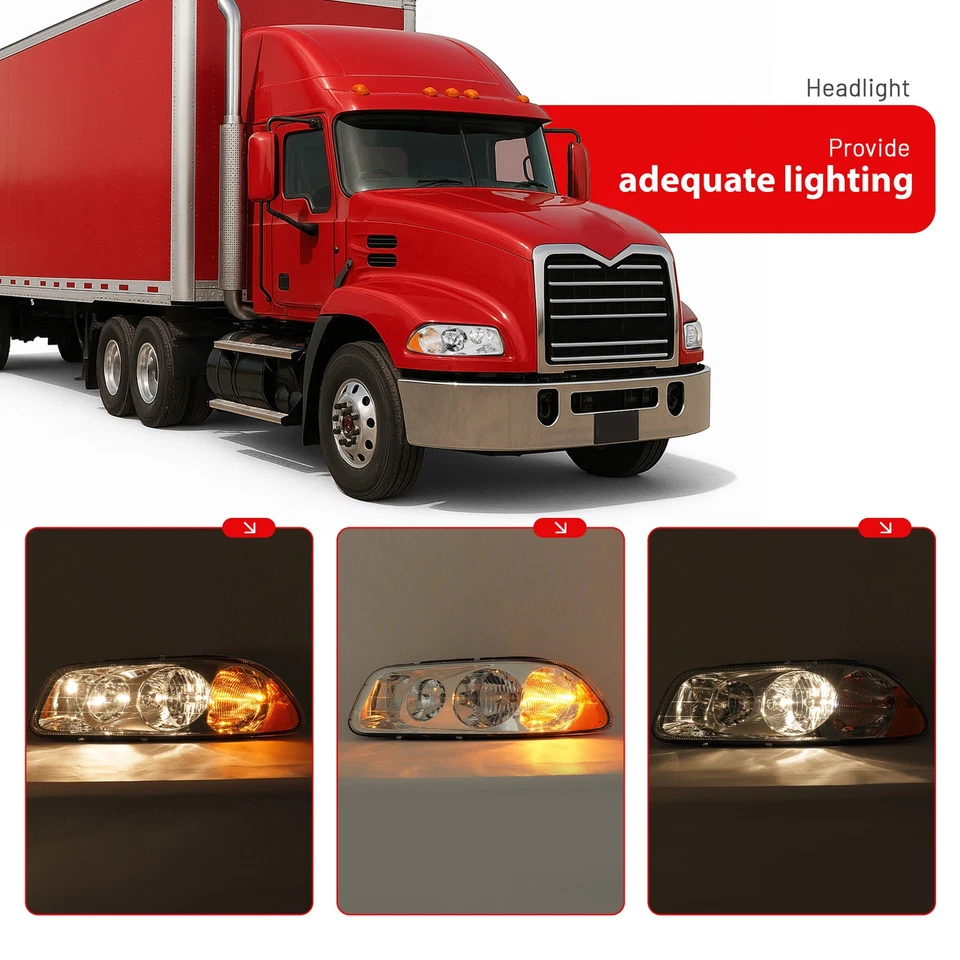 For Mack CX CXN CXU 98-18 GU4 GU5 GU7 GU8 08-18 Pair of Headlights Headlamps - Image 3 of 4