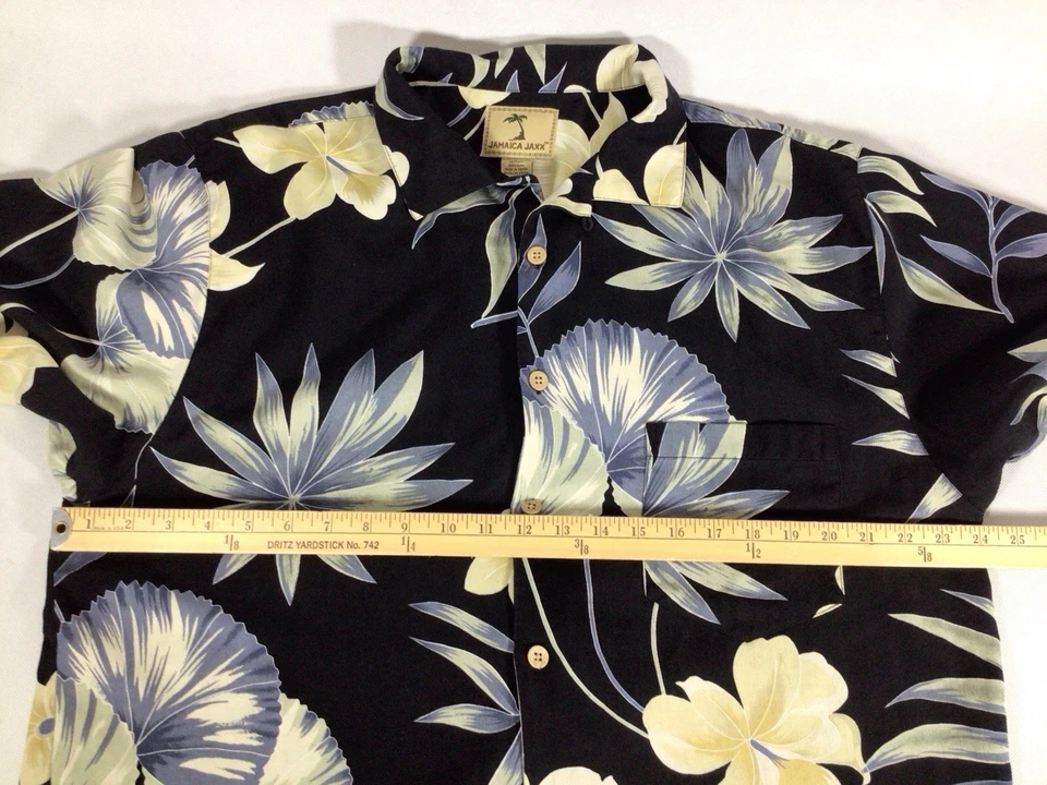 Camisa de campamento hawaiana Jaxx Jaxx para hombre L seda floral manga corta abotonada Foto 4 de 4