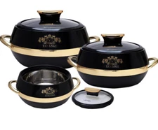 Jaypee Vintage Set Of 3 Black Casserole  Set 2000ml, 1500ml And 1000ml