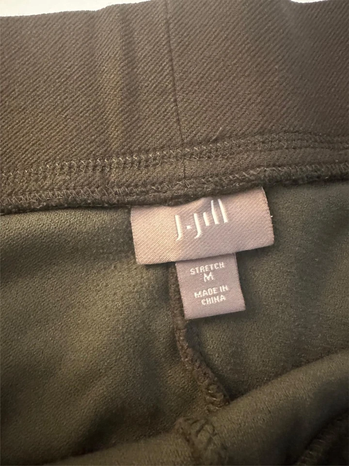 J. JILL Verde Oliva Marrón Punto Elástico Pantalón Cremallera Detalle Tobillo M Foto 3 de 4