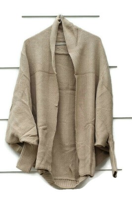 Women's Cream Tan Knit Cardigan Sweater Open Front Size Medium  005