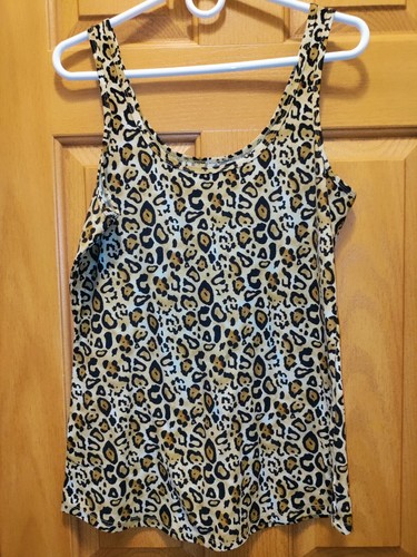 Womens Soft Knit Tak Top BROWN LEOPARD PRINT Stretchy SCOOP NECK Size XL (15-17)