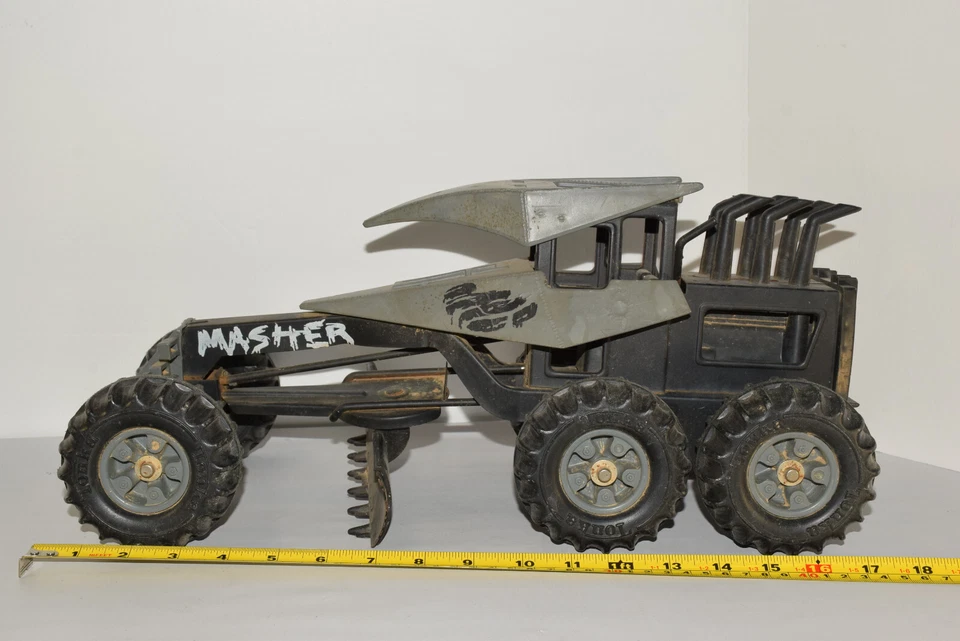 Antigo 1986 Tonka Masher Steel Monsters Road Grader Truck - 17”L x 7 3/4” W - Imagem 3 de 4