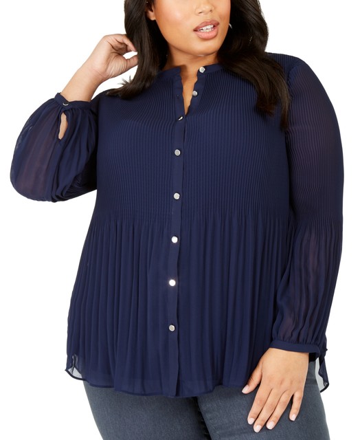 plus size navy blue blouse