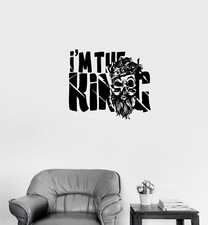 Wall Decal Skeleton Skull King Crown Phrase Vinyl Sticker ed1014
