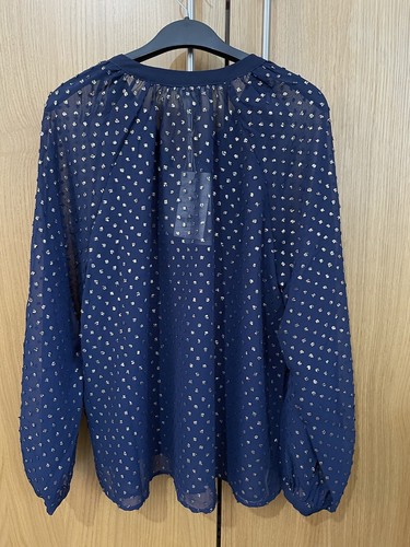 Monsoon Ladies Medium Navy & Gold Blouse RRP £49-00 - New With Tags! - Picture 4 of 7