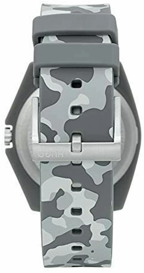 НОВЫЙ ** МУЖСКОЙ HUGO BOSS СЕРЫЙ КАМУФЛЯЖ РЕЗИНОВЫЙ РЕМЕШОК ЧАСЫ - 1520018 - RRP £129 - Изображение 2 из 4