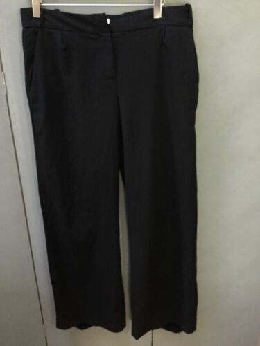 REISS Trousers wide leg wool mix black low waist womens size UK 10