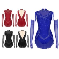 Women Costume Rumba Bodysuit Flamenco Outfits Dance Dancewear Jazz Mock Neck
