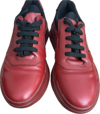 Men’s US Size 9 Prada Red Leather Sneakers/Luxury Designer Shoes