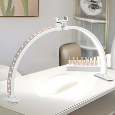 Half Moon Light for Nail Desk with Phone Holder, 28IN Folding Half-moon Lamp