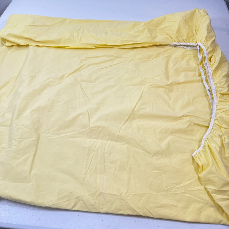 Sábana bajera vintage Sears king amarillo sólido mezcla de algodón sin hierro percal perma Foto 2 de 4