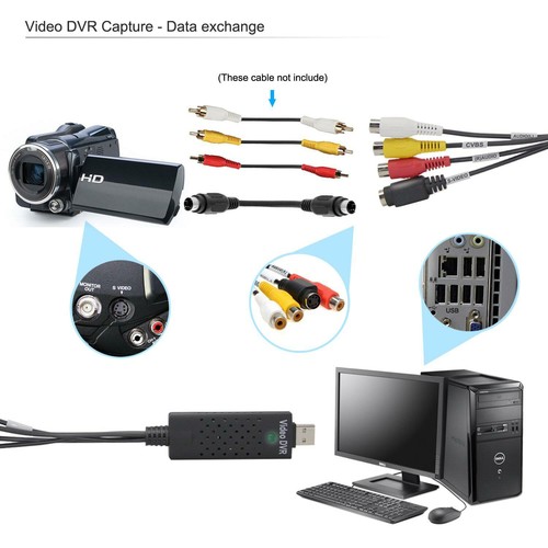 USB 2.0 Audio Video Capture Card Converter PC Adapter TV DVD VHS Window 7 8 10 - Picture 10 of 11