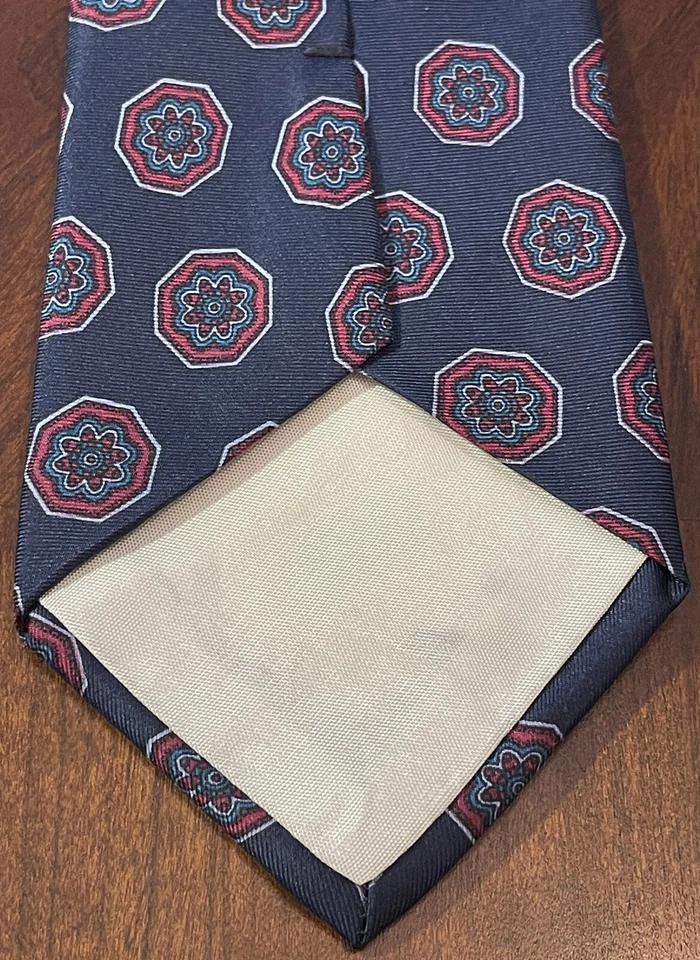 Corbata de cuello vintage Carter & Holmes azul rojo 100 % seda para hombre hecha en Estados Unidos Foto 2 de 4