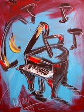 piano music  IMPRESSIONIST RED ORIGINAL OIL  PAINTING  UOT