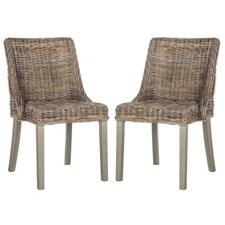 CAPRICE 18''H WICKER DINING CHAIR WITH LEATHER HANDLE