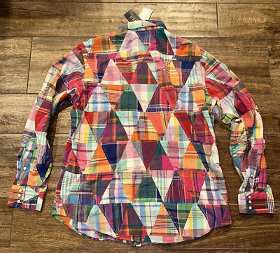 Polo Ralph Lauren Mens SIZE L LARGE Patchwork Plaid Madras Western