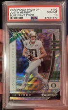 2020 Prizm DP Justin Herbert RC Rookie Blue Wave Prizm /299 PSA 10 GEM MINT 💎