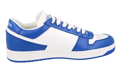 PRADA DOWNTOWN SNEAKERS SHOES 2EE364 BLUE WHITE LEATHER NEW