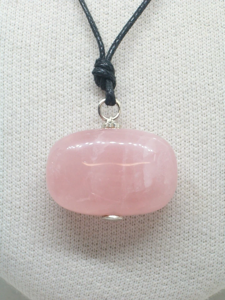 Ciondolo in ARGENTO 925 con Quarzo Rosa naturale - pendente Pietra Dura - - Immagine 2 di 4