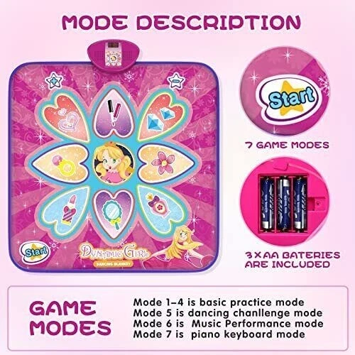 Music Toy Play Mat Dance Mat Toys Dance Pad Pink Musical Kids Dancing Blanket - Image 3 of 4