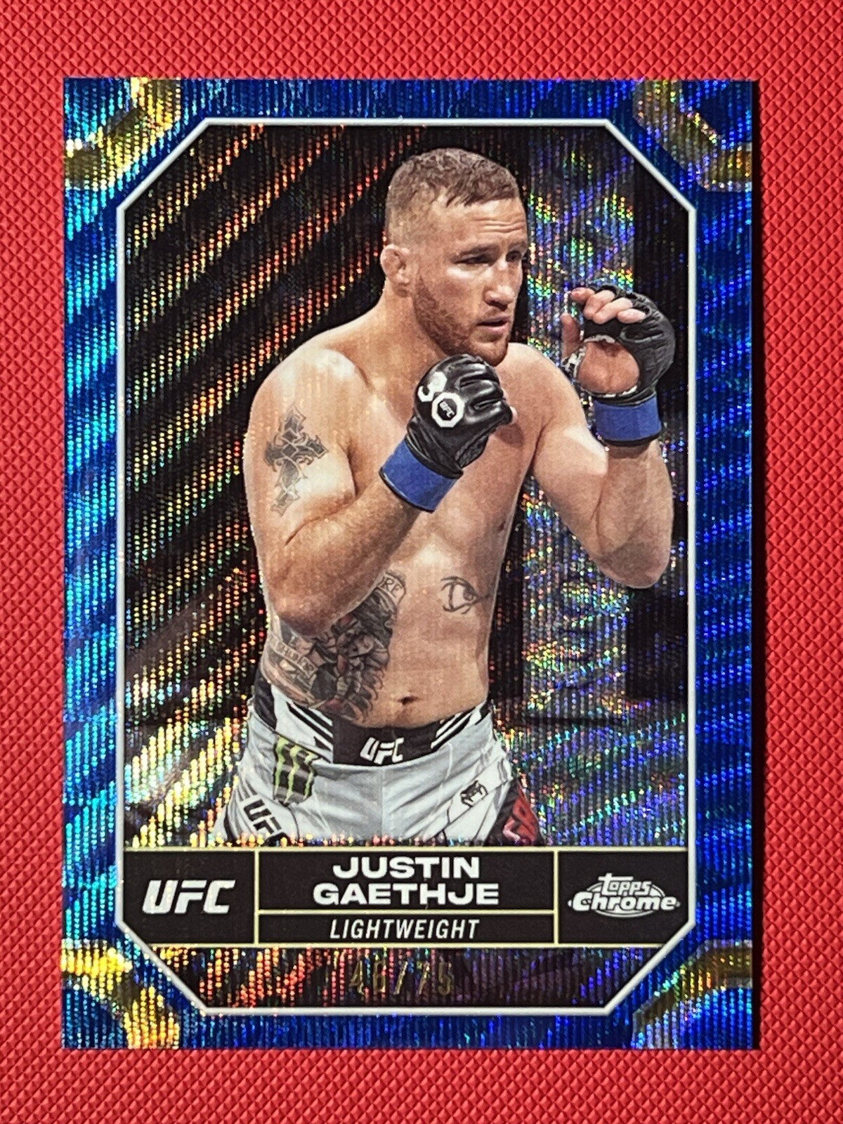 2024 Topps Chrome UFC Blue Wave Refractors #104 Justin Gaethje /75