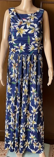 Pleated dress Max Mara Woman, blue-white color, size M Abito plissettato Donna