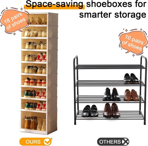 Organizer Storage Box Shoe Rack , Folding Shoe Rack for Front Door Entrance - Picture 2 of 7