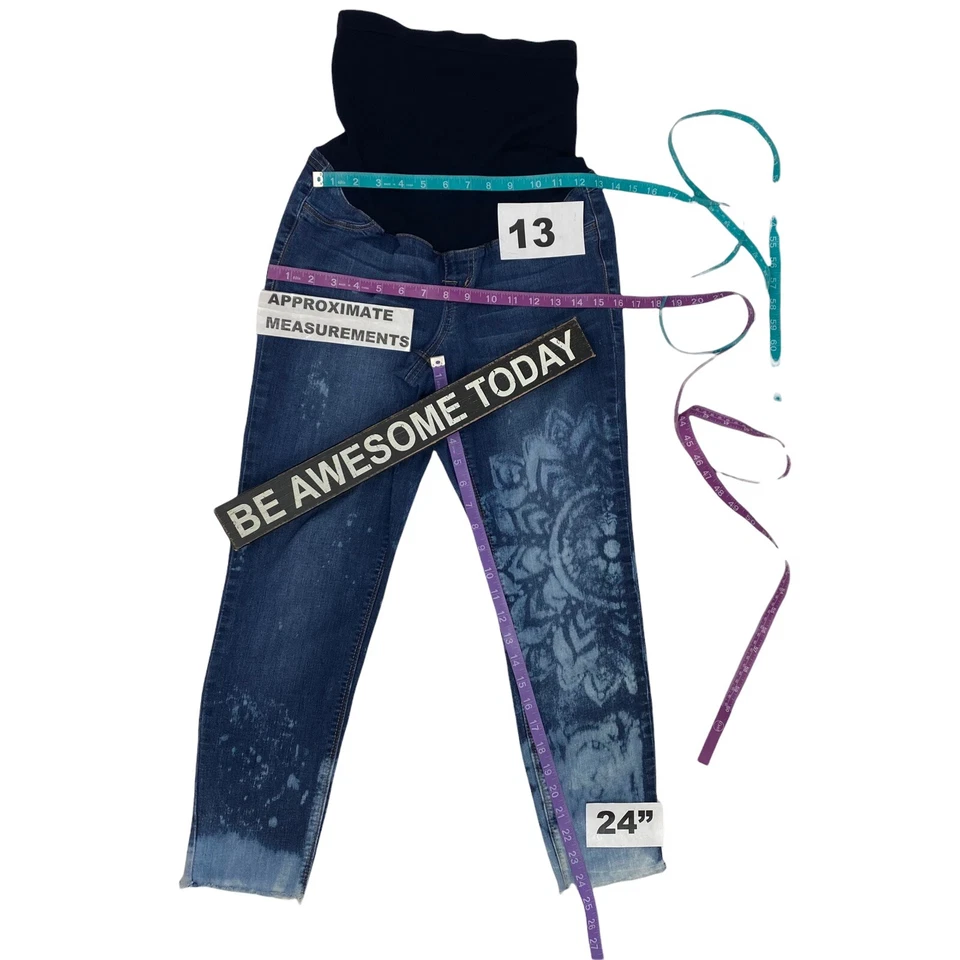1822 Maternity Jeans Womens Small 29 Boho Upcycled Boho Medallion Blue - Image 3 of 4