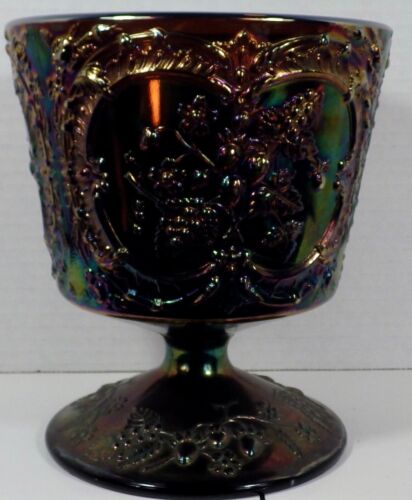 Fenton Carnival Glass Wild Strawberries Compote Candy Jar No Lid