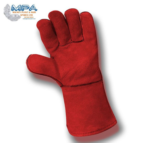 PAIR OF RED SUPERIOR GAUNTLETS - WELDING GLOVE WITH COTTON LINING - Picture 2 of 2