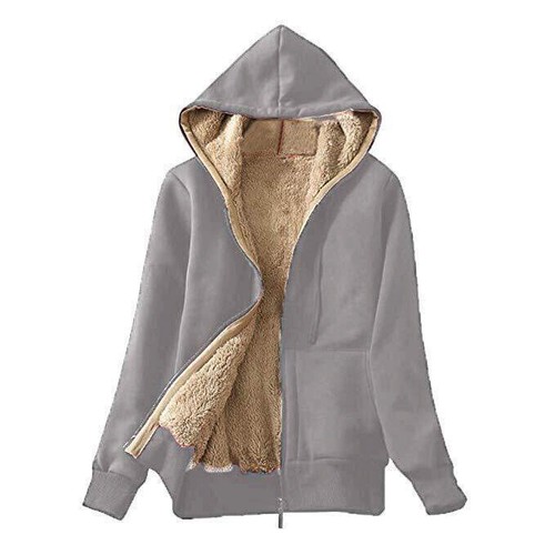 Women Casual Coat Sherpa Lined Zip Up Hooded Jacket Fleece Hoodie Sweatshirt - Bild 15 von 20