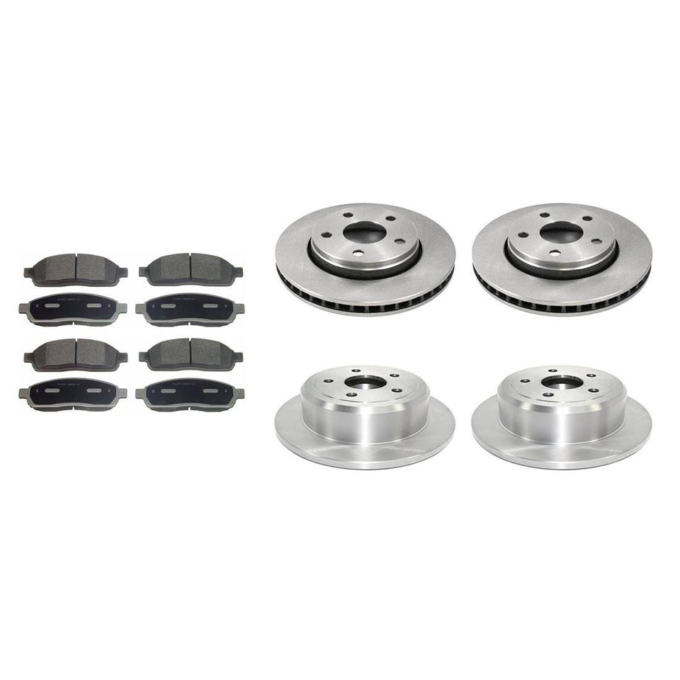 For 2007 Jeep Wrangler Front + Rear Brake Rotors & Ceramic Brake Pads