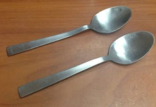 Stainless Essential Home 2 Teaspoons Spoons Sleek Plain Flat Tip WEAR Pattern ?