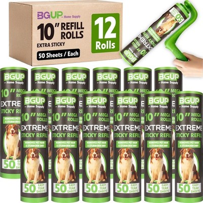 10 Inch Lint Roller Refills, 12 Rolls 600 Sheets Large Lint Rollers for Pet Hair