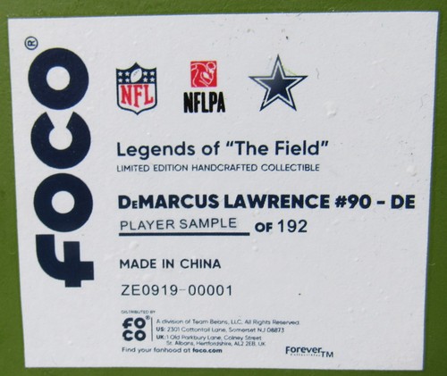 Demarcus Lawrence Tank Bobblehead Dallas Cowboys FOCO Legends of The Field NICE - Picture 12 of 12