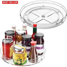 Turntable Organizer 9.5 In Plastic Clear Pack 2 Load 15 Lb Kitchen