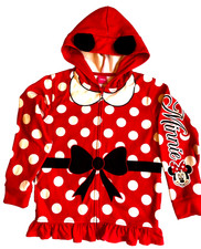 Disney Minnie Mouse Hoodie Jacket Girls Size 6X Red Polka Dot Bow Ears Zip Up