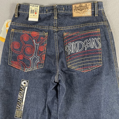 Akademiks Jeans Boys 18 Straight Leg Embroidered Pockets AKDMKS Denim Pants - Picture 3 of 12
