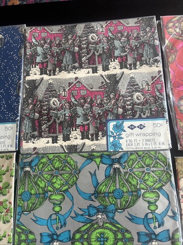 Vintage Christmas Tie Tie Gift Wrapping Paper 8 sq ft. X9 - Picture 6 of 11